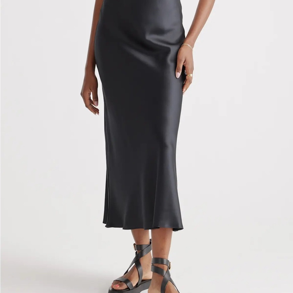 Quince 100% Washable Silk Maxi Skirt Black XS